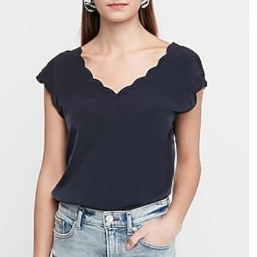 Express Satin Scalloped Top